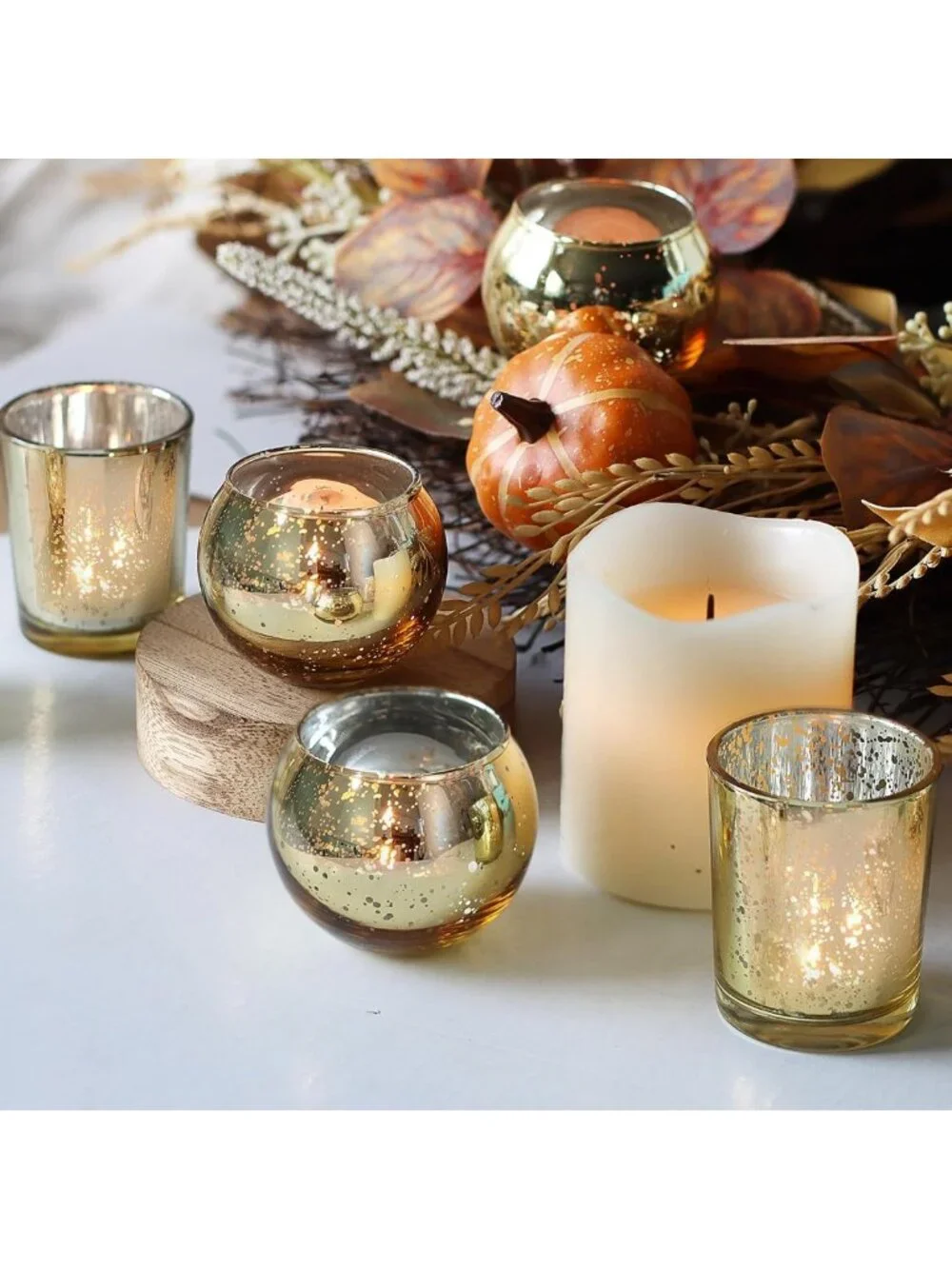 48pcs Gold Mercury Glass Votive Candle Holders for Weddings, Parties & Home
